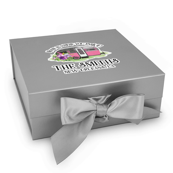 Custom Camper Gift Box with Magnetic Lid - Silver (Personalized)