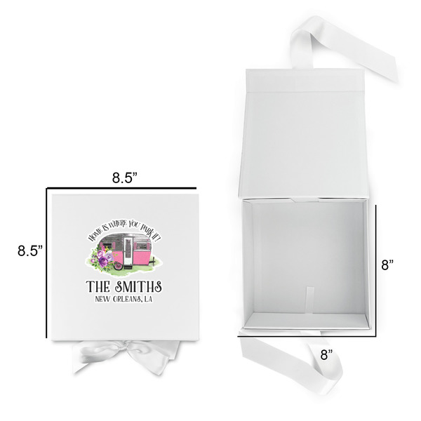 Camper Gift Boxes with Magnetic Lid - White - Open & Closed