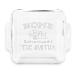 Camper Glass Cake Dish with Truefit Lid - 8in x 8in (Personalized)