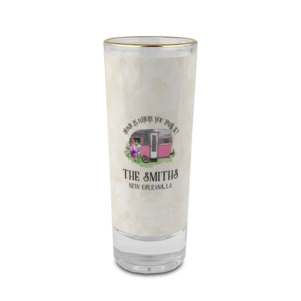 Custom Camper 2 oz Shot Glass - Glass with Gold Rim (Personalized)