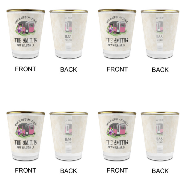 Camper Glass Shot Glass - with gold rim - Set of 4 - APPROVAL