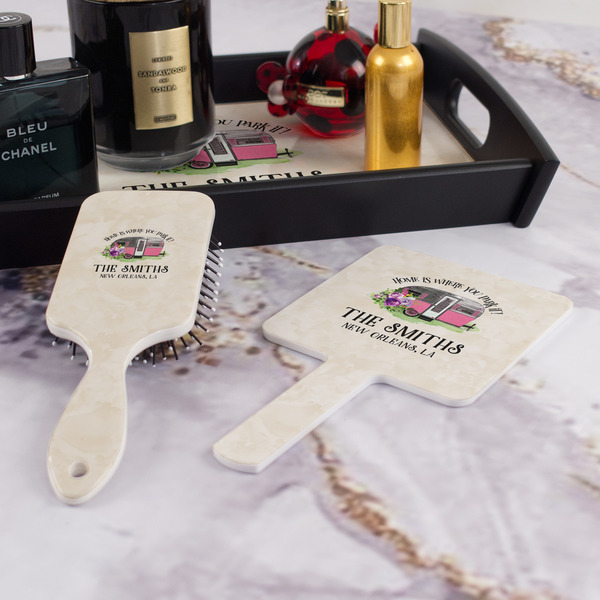 Camper Hair Brush and Hand Mirror - Bathroom Scene