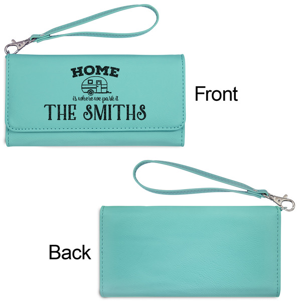 Camper Ladies Wallets - Faux Leather - Teal - Front & Back View