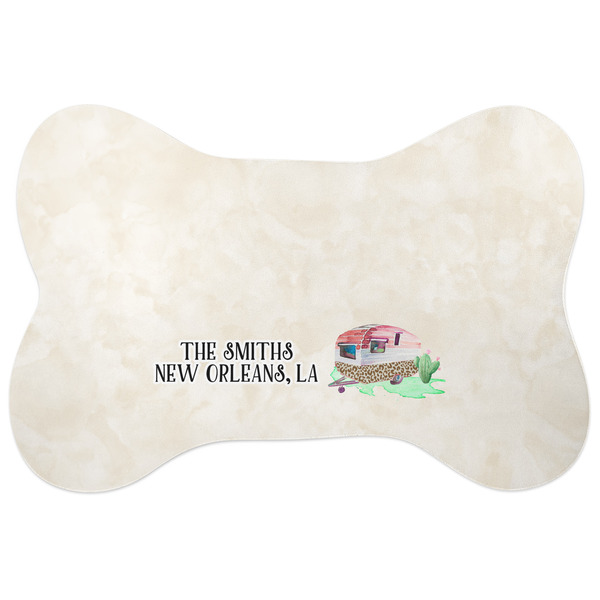 Custom Camper Bone Shaped Dog Food Mat (Personalized)