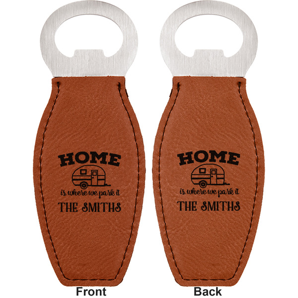 Camper Leather Bar Bottle Opener - Front and Back