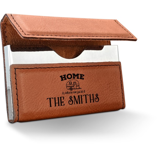 Custom Camper Leatherette Business Card Holder - Double Sided (Personalized)