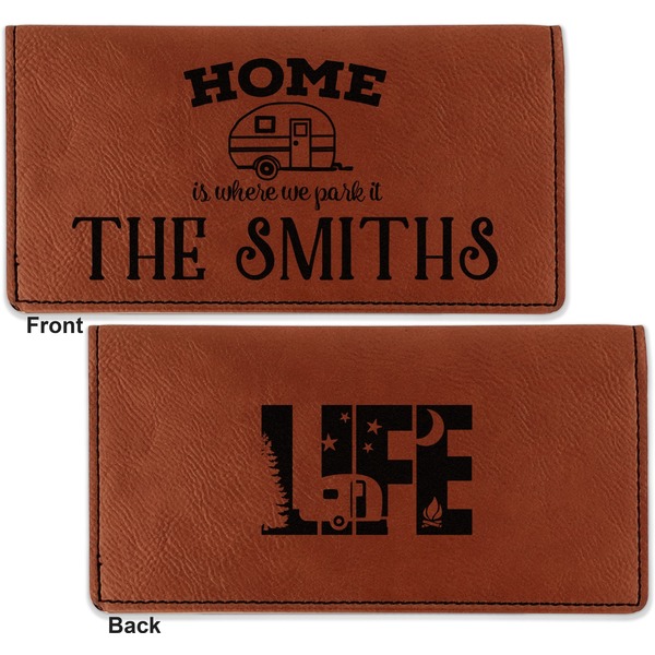 Camper Leather Checkbook Holder Front and Back