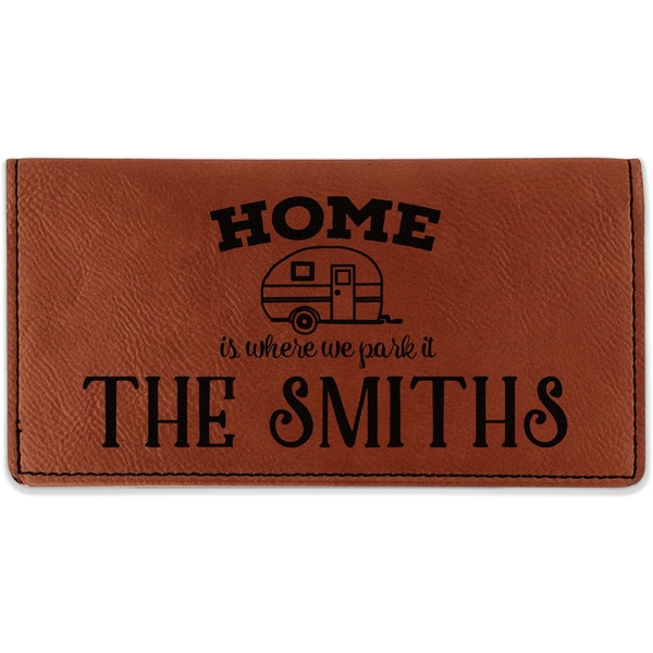 Custom Camper Leatherette Checkbook Holder - Single Sided (Personalized)