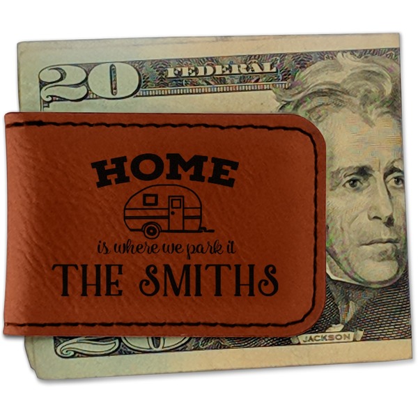 Custom Camper Leatherette Magnetic Money Clip - Single Sided (Personalized)