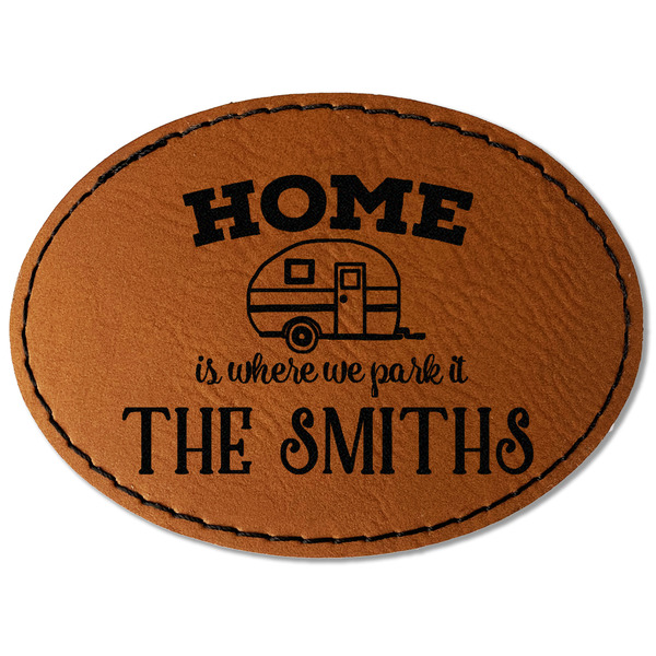 Custom Camper Faux Leather Iron On Patch - Oval (Personalized)