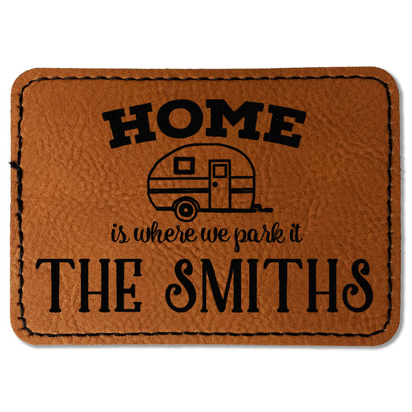 Custom Camper Faux Leather Iron On Patch - Rectangle (Personalized)