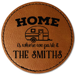 Camper Faux Leather Iron On Patch - Round (Personalized)
