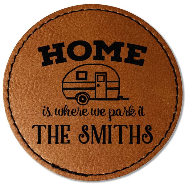 Custom Camper Faux Leather Iron On Patch - Round (Personalized)