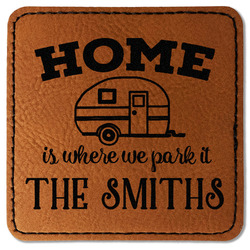 Camper Faux Leather Iron On Patch - Square (Personalized)