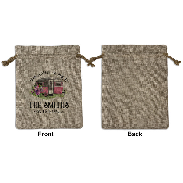 Camper Medium Burlap Gift Bag - Front Approval