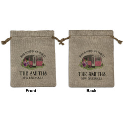 Camper Medium Burlap Gift Bag - Front & Back (Personalized)