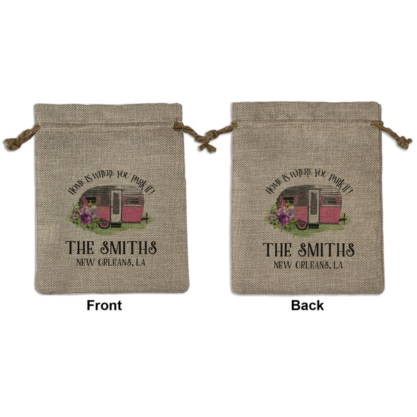 Custom Camper Medium Burlap Gift Bag - Front & Back (Personalized)