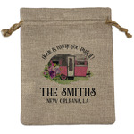 Camper Medium Burlap Gift Bag - Front (Personalized)