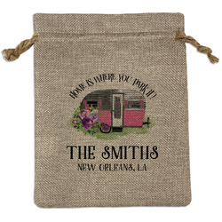 Camper Medium Burlap Gift Bag - Front (Personalized)