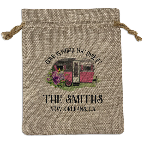 Custom Camper Medium Burlap Gift Bag - Front (Personalized)