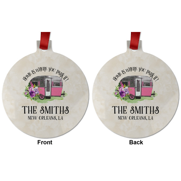 Camper Metal Ball Ornament - Front and Back