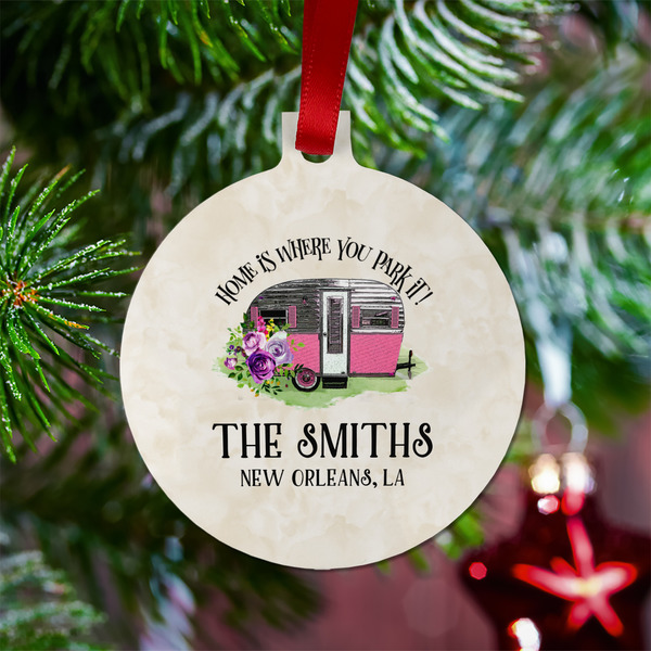 Camper Metal Ball Ornament - Lifestyle