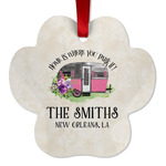 Camper Metal Paw Ornament - Double Sided w/ Name or Text