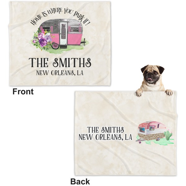 Camper Microfleece Dog Blanket - Large- Front & Back