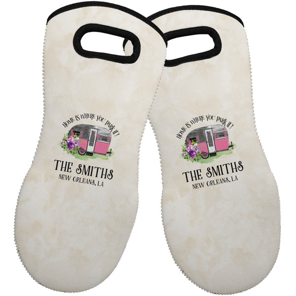 Custom Camper Neoprene Oven Mitts - Set of 2 w/ Name or Text