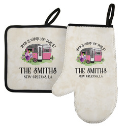 Camper Left Oven Mitt & Pot Holder Set w/ Name or Text