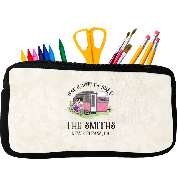 Custom Camper Neoprene Pencil Case - Small w/ Name or Text