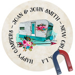 Camper Round Fridge Magnet (Personalized)