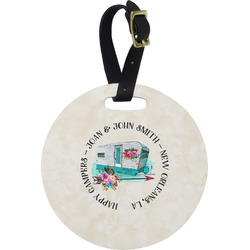 Camper Plastic Luggage Tag - Round (Personalized)