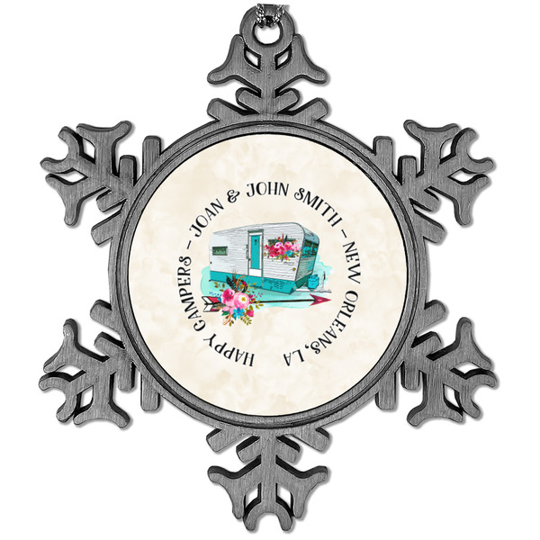 Custom Camper Vintage Snowflake Ornament (Personalized)