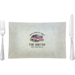 Camper Rectangular Glass Lunch / Dinner Plate - Single or Set (Personalized)