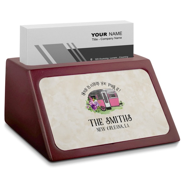 Custom Camper Red Mahogany Business Card Holder (Personalized)