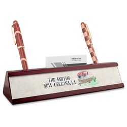 Camper Red Mahogany Nameplate with Business Card Holder (Personalized)