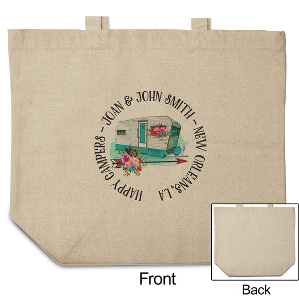 Camper Reusable Cotton Grocery Bag - Front & Back View