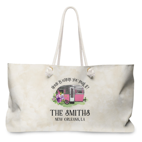Custom Camper Large Tote Bag with Rope Handles (Personalized)