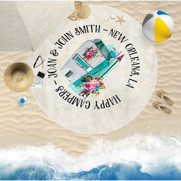 Camper Round Beach Towel Lifestyle