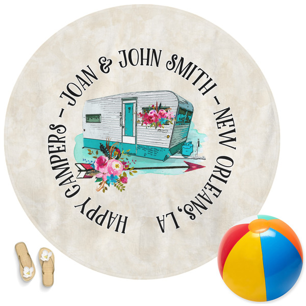Custom Camper Round Beach Towel (Personalized)