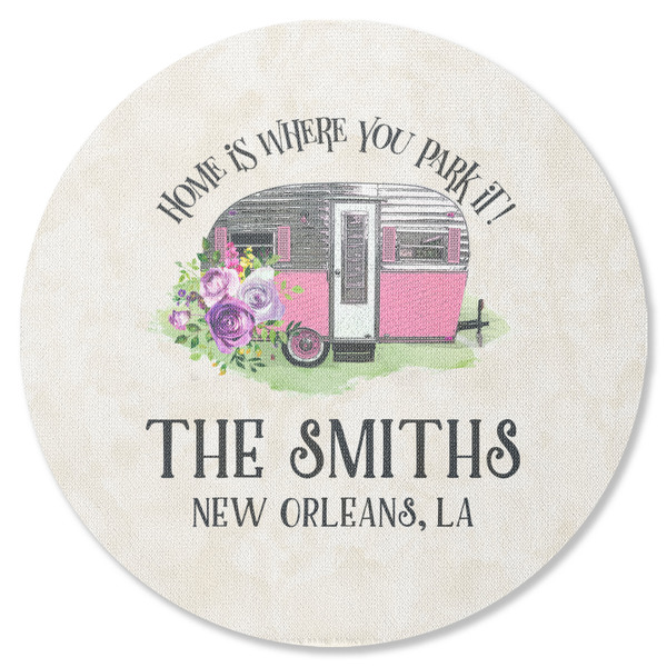 Custom Camper Round Rubber Backed Coaster (Personalized)