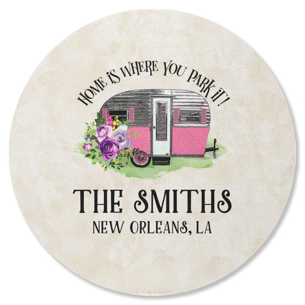Custom Camper Round Rubber Backed Coaster (Personalized)