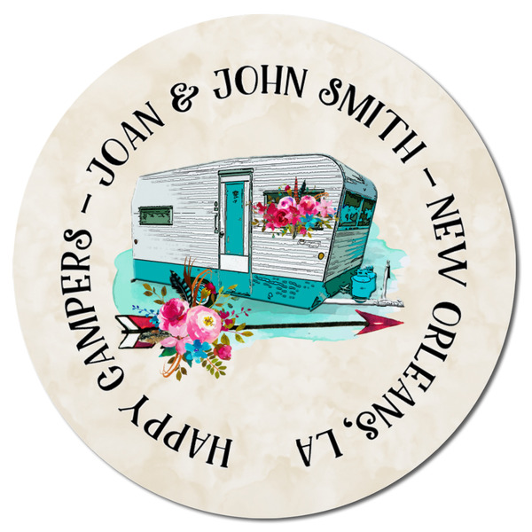 Camper Round Fridge Magnet - FRONT
