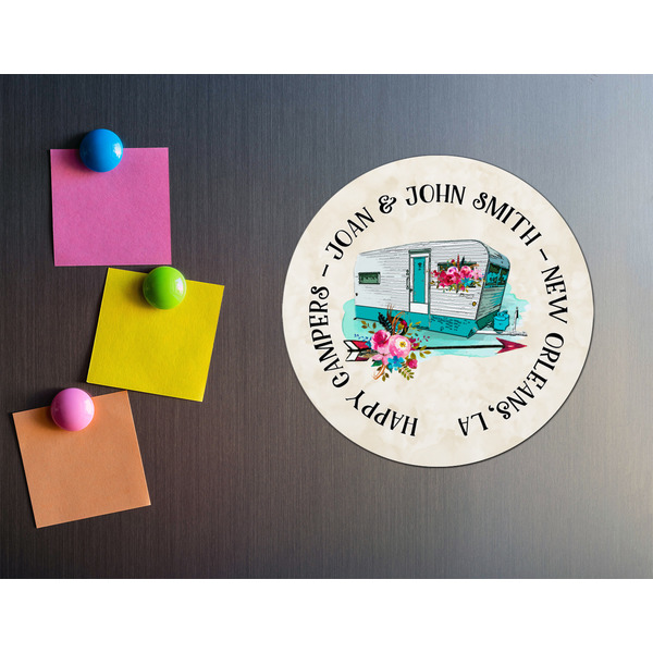 Camper Round Fridge Magnet - LIFESTYLE