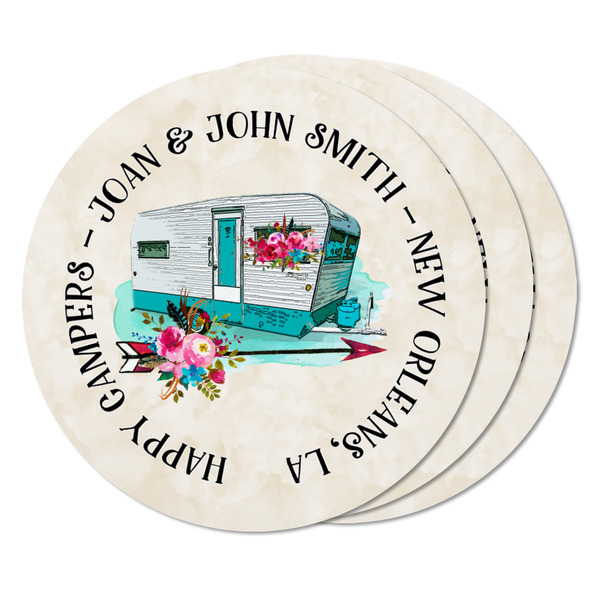 Camper Round Fridge Magnet - THREE