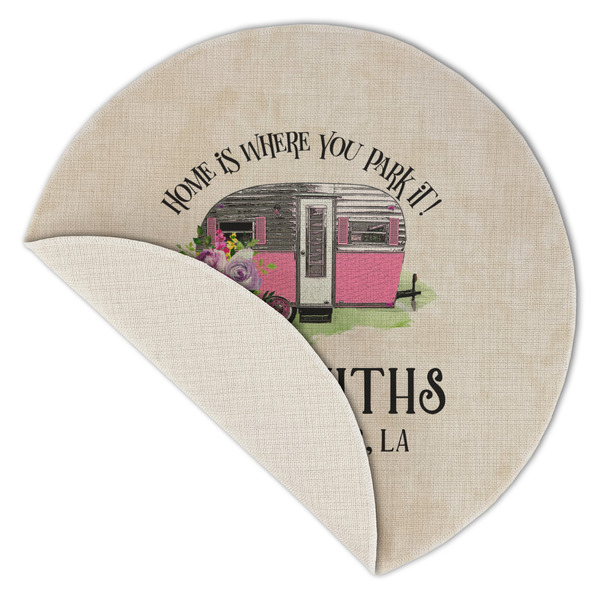 Camper Round Linen Placemats - Front (folded corner single sided)