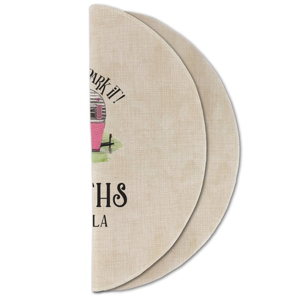 Camper Round Linen Placemats - HALF FOLDED (double sided)