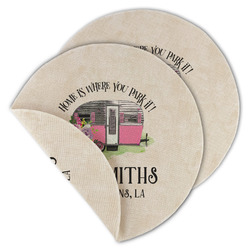 Camper Round Linen Placemat - Double Sided (Personalized)