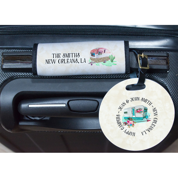 Camper Round Luggage Tag & Handle Wrap - In Context